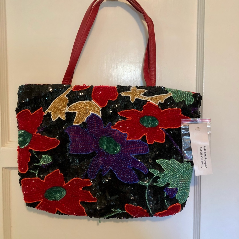 NWT CRISTINA 100% Beaded Tote